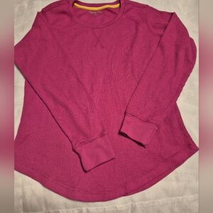Women’s Raspberry Waffle-Knit Long Sleeve Crew Top